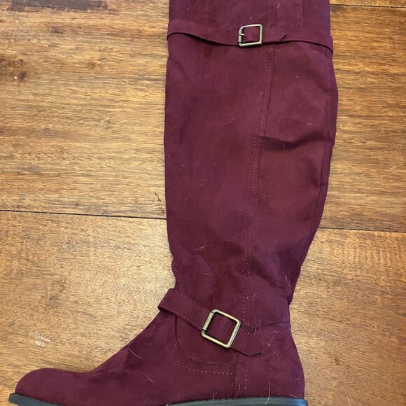 Red Over the Knee Boots Wide Shaft - Picture 3 of 11